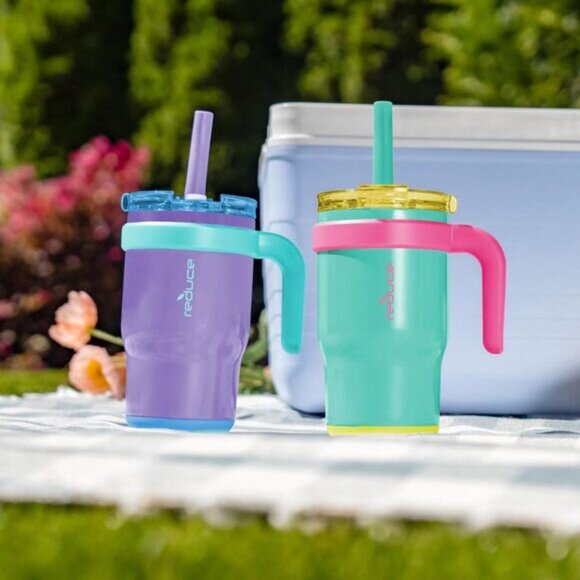REDUCE Coldee Tumbler for Kids with Handle  2 Pack Spill-Proof & Insulat 14oz - Picture 6 of 10